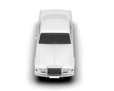 Beyaz şehir arabası beyaz arka planda izole edilmiş. 3d görüntüleme - illüstrasyon