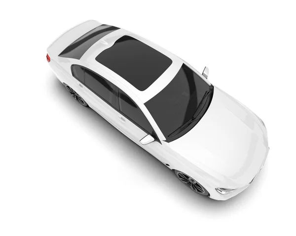 白い背景に隔離された白い街の車 3Dレンダリング イラスト — ストック写真
