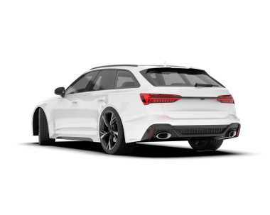 Beyaz şehir arabası beyaz arka planda izole edilmiş. 3d görüntüleme - illüstrasyon