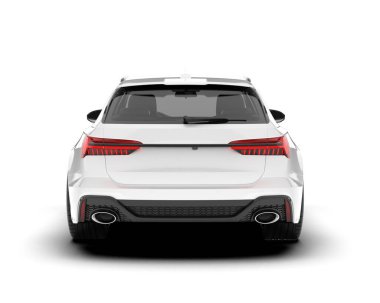 Beyaz şehir arabası beyaz arka planda izole edilmiş. 3d görüntüleme - illüstrasyon