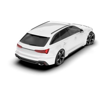 Beyaz şehir arabası beyaz arka planda izole edilmiş. 3d görüntüleme - illüstrasyon