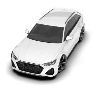 Beyaz şehir arabası beyaz arka planda izole edilmiş. 3d görüntüleme - illüstrasyon