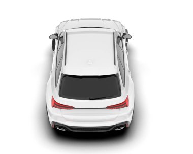 Beyaz şehir arabası beyaz arka planda izole edilmiş. 3d görüntüleme - illüstrasyon