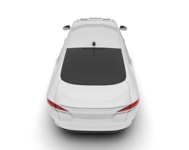 Beyaz şehir arabası beyaz arka planda izole edilmiş. 3d görüntüleme - illüstrasyon