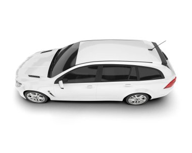 Beyaz şehir arabası beyaz arka planda izole edilmiş. 3d görüntüleme - illüstrasyon