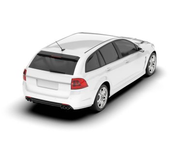 Beyaz şehir arabası beyaz arka planda izole edilmiş. 3d görüntüleme - illüstrasyon