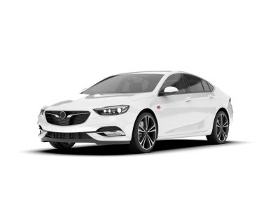 Beyaz şehir arabası beyaz arka planda izole edilmiş. 3d görüntüleme - illüstrasyon