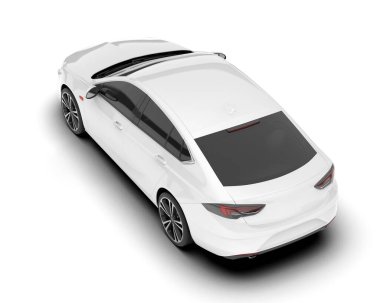 Beyaz şehir arabası beyaz arka planda izole edilmiş. 3d görüntüleme - illüstrasyon