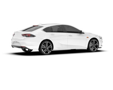 Beyaz şehir arabası beyaz arka planda izole edilmiş. 3d görüntüleme - illüstrasyon