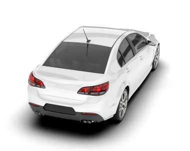 Beyaz şehir arabası beyaz arka planda izole edilmiş. 3d görüntüleme - illüstrasyon