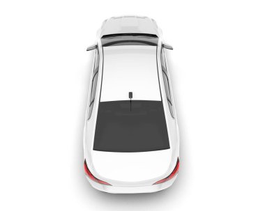 Beyaz şehir arabası beyaz arka planda izole edilmiş. 3d görüntüleme - illüstrasyon