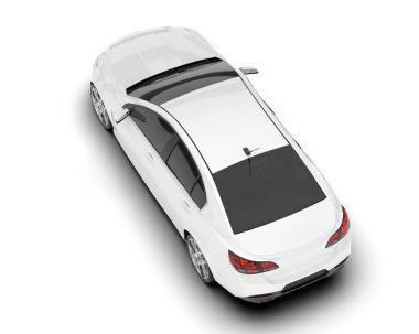 Beyaz şehir arabası beyaz arka planda izole edilmiş. 3d görüntüleme - illüstrasyon