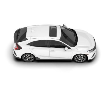 Beyaz şehir arabası beyaz arka planda izole edilmiş. 3d görüntüleme - illüstrasyon