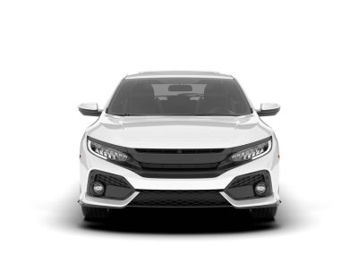 Beyaz şehir arabası beyaz arka planda izole edilmiş. 3d görüntüleme - illüstrasyon