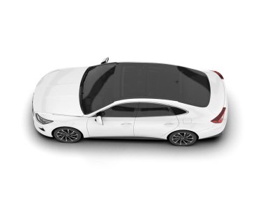 Beyaz şehir arabası beyaz arka planda izole edilmiş. 3d görüntüleme - illüstrasyon