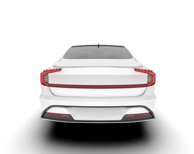 Beyaz şehir arabası beyaz arka planda izole edilmiş. 3d görüntüleme - illüstrasyon