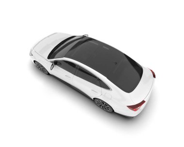 Beyaz şehir arabası beyaz arka planda izole edilmiş. 3d görüntüleme - illüstrasyon