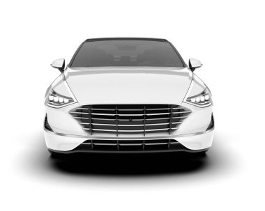 Beyaz şehir arabası beyaz arka planda izole edilmiş. 3d görüntüleme - illüstrasyon