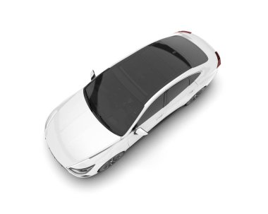 Beyaz şehir arabası beyaz arka planda izole edilmiş. 3d görüntüleme - illüstrasyon