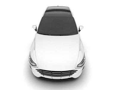 Beyaz şehir arabası beyaz arka planda izole edilmiş. 3d görüntüleme - illüstrasyon