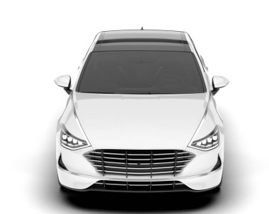 Beyaz şehir arabası beyaz arka planda izole edilmiş. 3d görüntüleme - illüstrasyon