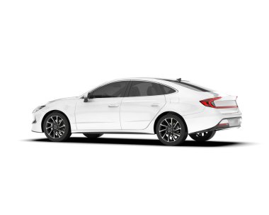 Beyaz şehir arabası beyaz arka planda izole edilmiş. 3d görüntüleme - illüstrasyon