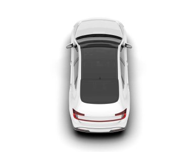 Beyaz şehir arabası beyaz arka planda izole edilmiş. 3d görüntüleme - illüstrasyon