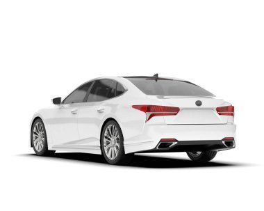 Beyaz şehir arabası beyaz arka planda izole edilmiş. 3d görüntüleme - illüstrasyon