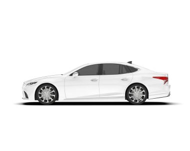 Beyaz şehir arabası beyaz arka planda izole edilmiş. 3d görüntüleme - illüstrasyon