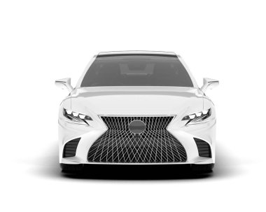 Beyaz şehir arabası beyaz arka planda izole edilmiş. 3d görüntüleme - illüstrasyon