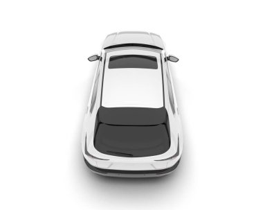 Beyaz şehir arabası beyaz arka planda izole edilmiş. 3d görüntüleme - illüstrasyon