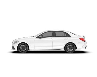 Beyaz şehir arabası beyaz arka planda izole edilmiş. 3d görüntüleme - illüstrasyon