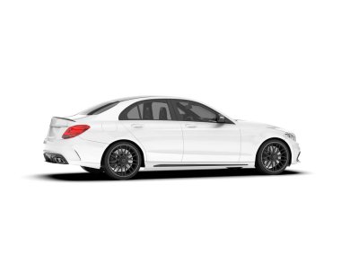 Beyaz şehir arabası beyaz arka planda izole edilmiş. 3d görüntüleme - illüstrasyon