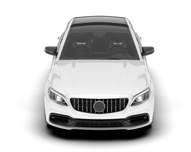 Beyaz şehir arabası beyaz arka planda izole edilmiş. 3d görüntüleme - illüstrasyon