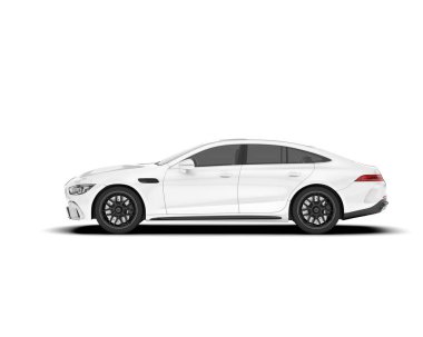 Beyaz şehir arabası beyaz arka planda izole edilmiş. 3d görüntüleme - illüstrasyon