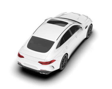 Beyaz şehir arabası beyaz arka planda izole edilmiş. 3d görüntüleme - illüstrasyon