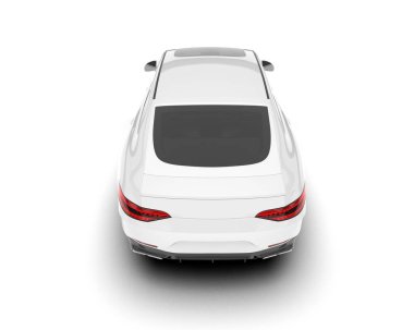 Beyaz şehir arabası beyaz arka planda izole edilmiş. 3d görüntüleme - illüstrasyon