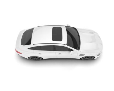 Beyaz şehir arabası beyaz arka planda izole edilmiş. 3d görüntüleme - illüstrasyon