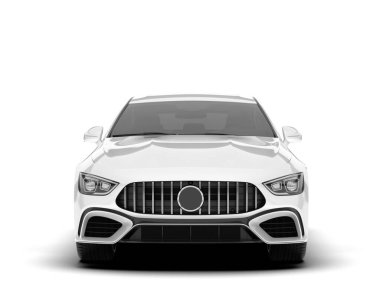 Beyaz şehir arabası beyaz arka planda izole edilmiş. 3d görüntüleme - illüstrasyon