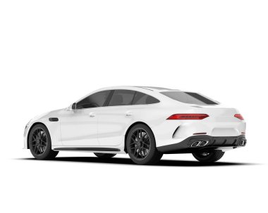 Beyaz şehir arabası beyaz arka planda izole edilmiş. 3d görüntüleme - illüstrasyon