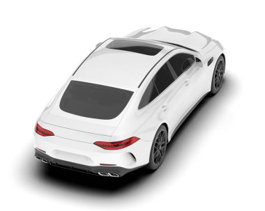 Beyaz şehir arabası beyaz arka planda izole edilmiş. 3d görüntüleme - illüstrasyon