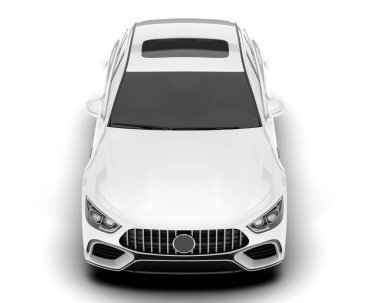 Beyaz şehir arabası beyaz arka planda izole edilmiş. 3d görüntüleme - illüstrasyon