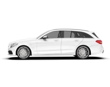 Beyaz şehir arabası beyaz arka planda izole edilmiş. 3d görüntüleme - illüstrasyon