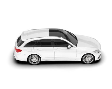 Beyaz şehir arabası beyaz arka planda izole edilmiş. 3d görüntüleme - illüstrasyon