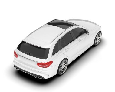 Beyaz şehir arabası beyaz arka planda izole edilmiş. 3d görüntüleme - illüstrasyon