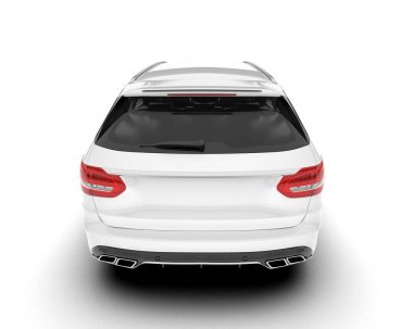 Beyaz şehir arabası beyaz arka planda izole edilmiş. 3d görüntüleme - illüstrasyon