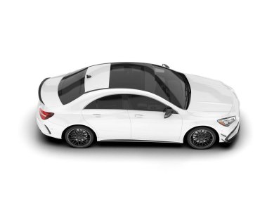 Beyaz şehir arabası beyaz arka planda izole edilmiş. 3d görüntüleme - illüstrasyon