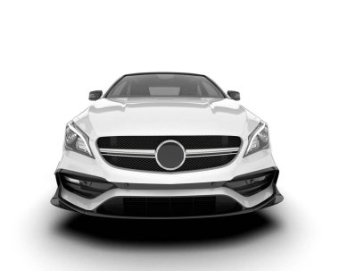 Beyaz şehir arabası beyaz arka planda izole edilmiş. 3d görüntüleme - illüstrasyon