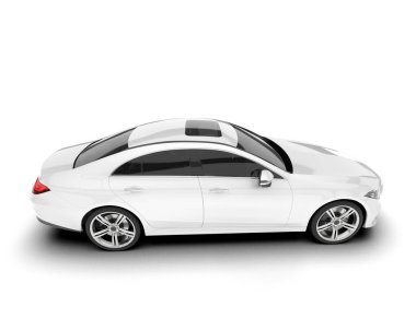 Beyaz şehir arabası beyaz arka planda izole edilmiş. 3d görüntüleme - illüstrasyon