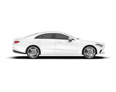 Beyaz şehir arabası beyaz arka planda izole edilmiş. 3d görüntüleme - illüstrasyon